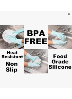 MOMENT Silicone Dishwashing Gloves For Washing Dishes - Reusable Rubber Gloves For Cleaning The Home Dish Gloves For Dish Wash Pet Care Car Washing - Kitchen Cleaning Scrubber [1 Pair : Random Color]  - Image 3