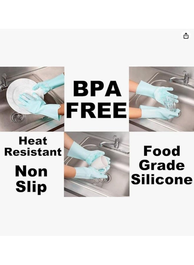 MOMENT Silicone Dishwashing Gloves For Washing Dishes - Reusable Rubber Gloves For Cleaning The Home Dish Gloves For Dish Wash Pet Care Car Washing - Kitchen Cleaning Scrubber [1 Pair : Random Color] - Image 3
