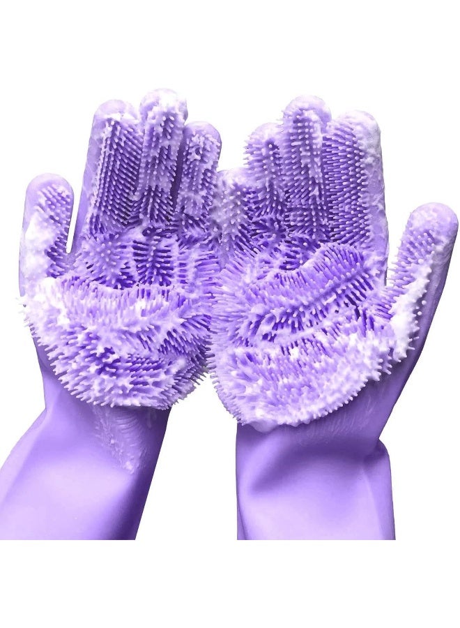 MOMENT Silicone Dishwashing Gloves For Washing Dishes - Reusable Rubber Gloves For Cleaning The Home Dish Gloves For Dish Wash Pet Care Car Washing - Kitchen Cleaning Scrubber [1 Pair : Random Color] - Image 1