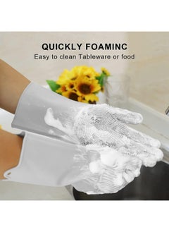 MOMENT Silicone Dishwashing Gloves For Washing Dishes - Reusable Rubber Gloves For Cleaning The Home Dish Gloves For Dish Wash Pet Care Car Washing - Kitchen Cleaning Scrubber [1 Pair : Random Color]  - Image 5