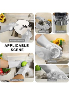 MOMENT Silicone Dishwashing Gloves For Washing Dishes - Reusable Rubber Gloves For Cleaning The Home Dish Gloves For Dish Wash Pet Care Car Washing - Kitchen Cleaning Scrubber [1 Pair : Random Color]  - Image 2