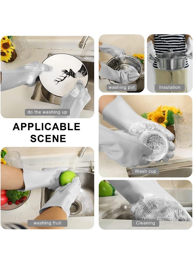 MOMENT Silicone Dishwashing Gloves For Washing Dishes - Reusable Rubber Gloves For Cleaning The Home Dish Gloves For Dish Wash Pet Care Car Washing - Kitchen Cleaning Scrubber [1 Pair : Random Color] - Image 2