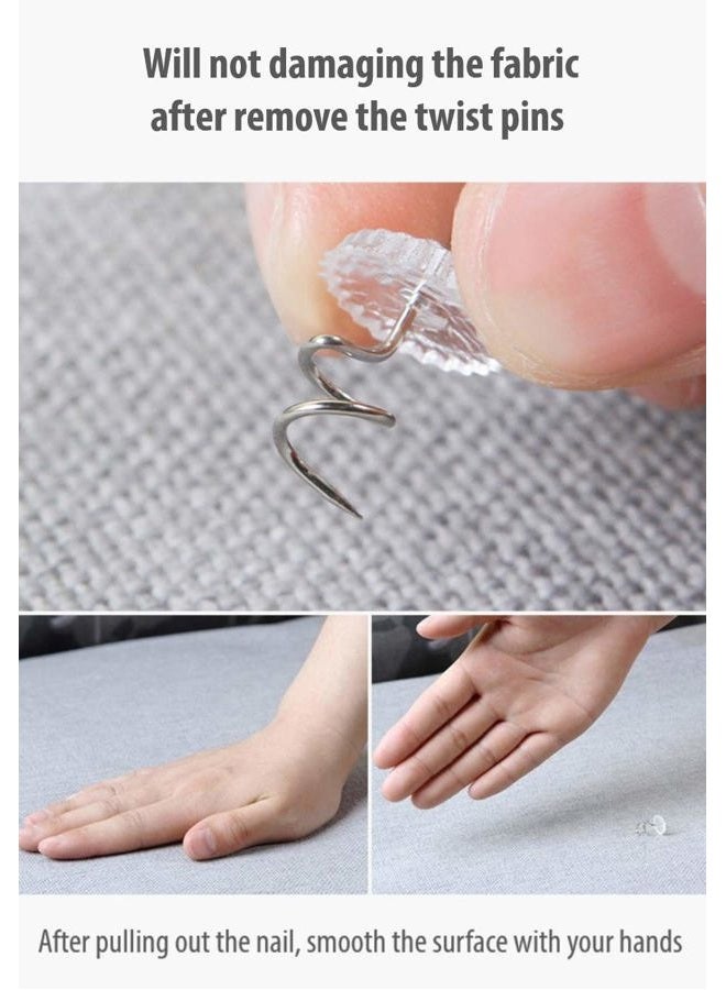 TOPYHL 50 Pcs Clear Heads Twist Pins for Upholstery, Holds Slipcovers/Bedskirts/Drapes and Other Fabric and Materials Securely in Place, Bed Skirt Pins for Sewing and Home Decor  - Image 4