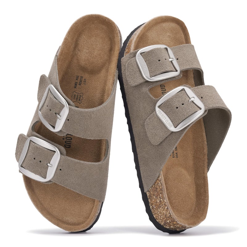 Project Cloud 100% Genuine Leather Flat Sandals for Women 2026 Comfortable Beach Essentials Womens Sandals Memory Foam Vacation Essentials Slides for Women Footwear (Santorini, TAUPSUEDE,9M) - Image 1