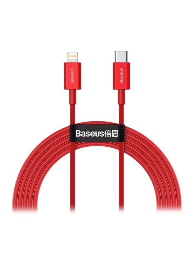 بيسوس كابل شحن سريع ونقل بيانات من USB C إلى Lightning من سلسلة سوبيريار بتقنية PD وقدرة 20 وات لهاتف أبل آيفون 13 و12 و11 برو ماكس وميني وXS وX و8 و7 و6 و5 وSE ولجهاز آي باد وغير ذلك (بطول مترين) أحمر - Image 1