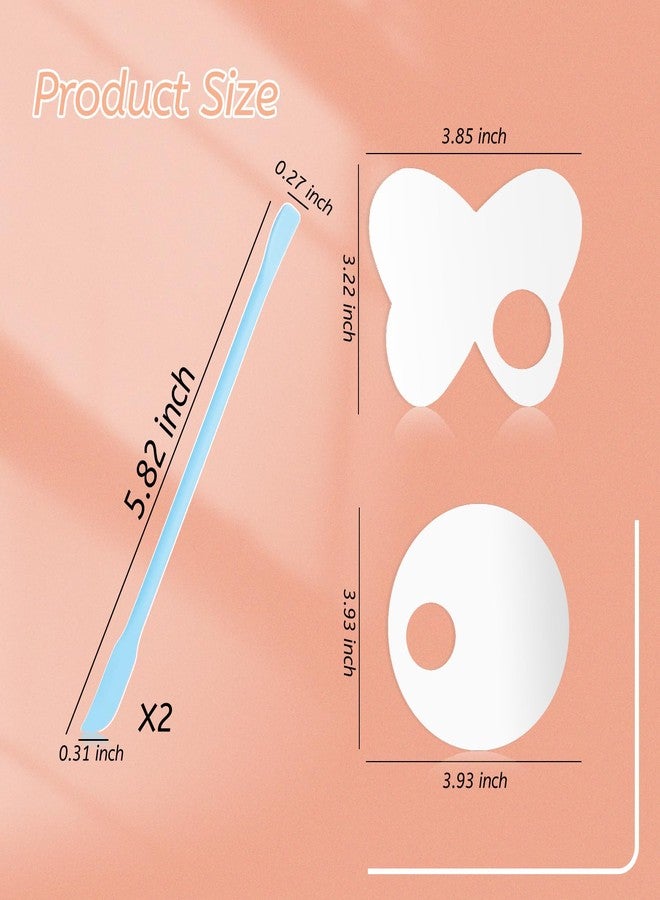 LuckyOpt Makeup Mixing Palette Spatula Set, 2PCS Mini Acrylic Makeup Palette & 2PCS Silicone Skincare Spatula, Cream Foundation Palette for Mixing & Save Cosmetics (Blue,Circle+Butterfly) - Image 2