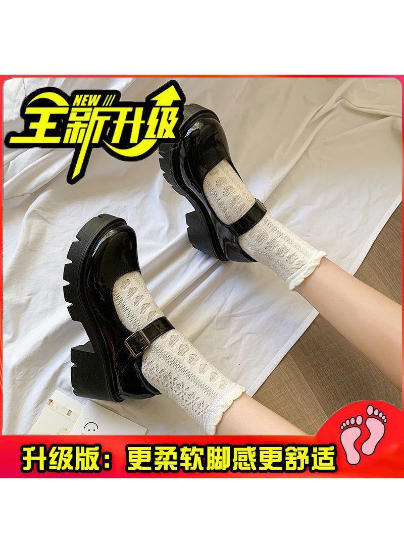 Generic - 2024 Japanese Thick-Soled JK Uniform Lolita Shoes Black gloss [upgraded version] - Image 1