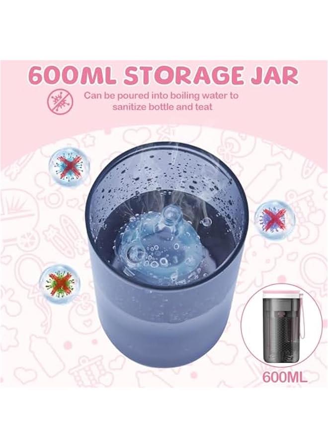 هوكور مجموعة فرش زجاجات الاطفال للسفر من دوركو مع فرشاة زجاجة سيليكون محمولة، فرشاة تنظيف ، فرشاة ماصة، موزع صابون ورف تجفيف الزجاجات (بينك) - Image 5