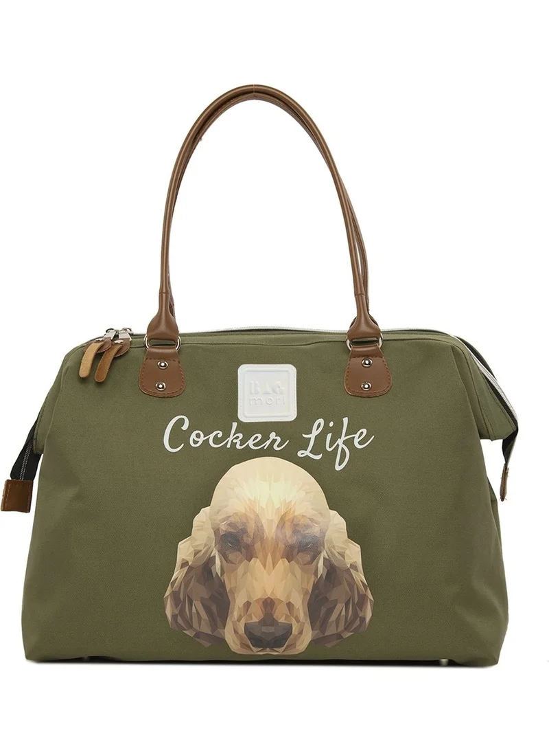 Bagmori Khaki Cocker Spaniel Printed Shoulder Strap Bag