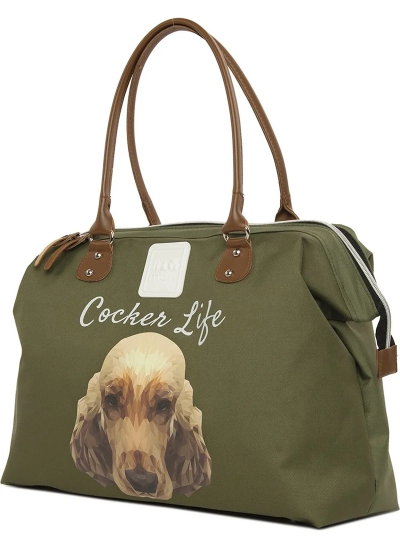 Bagmori Khaki Cocker Spaniel Printed Shoulder Strap Bag