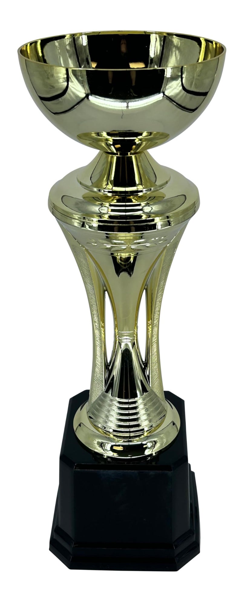 Express Medals XLarge 21.5 Inch Gold Trophy Cup with Black Base, Large Ceremonial Award, Classic Chalice Design, No Handles - Image 1