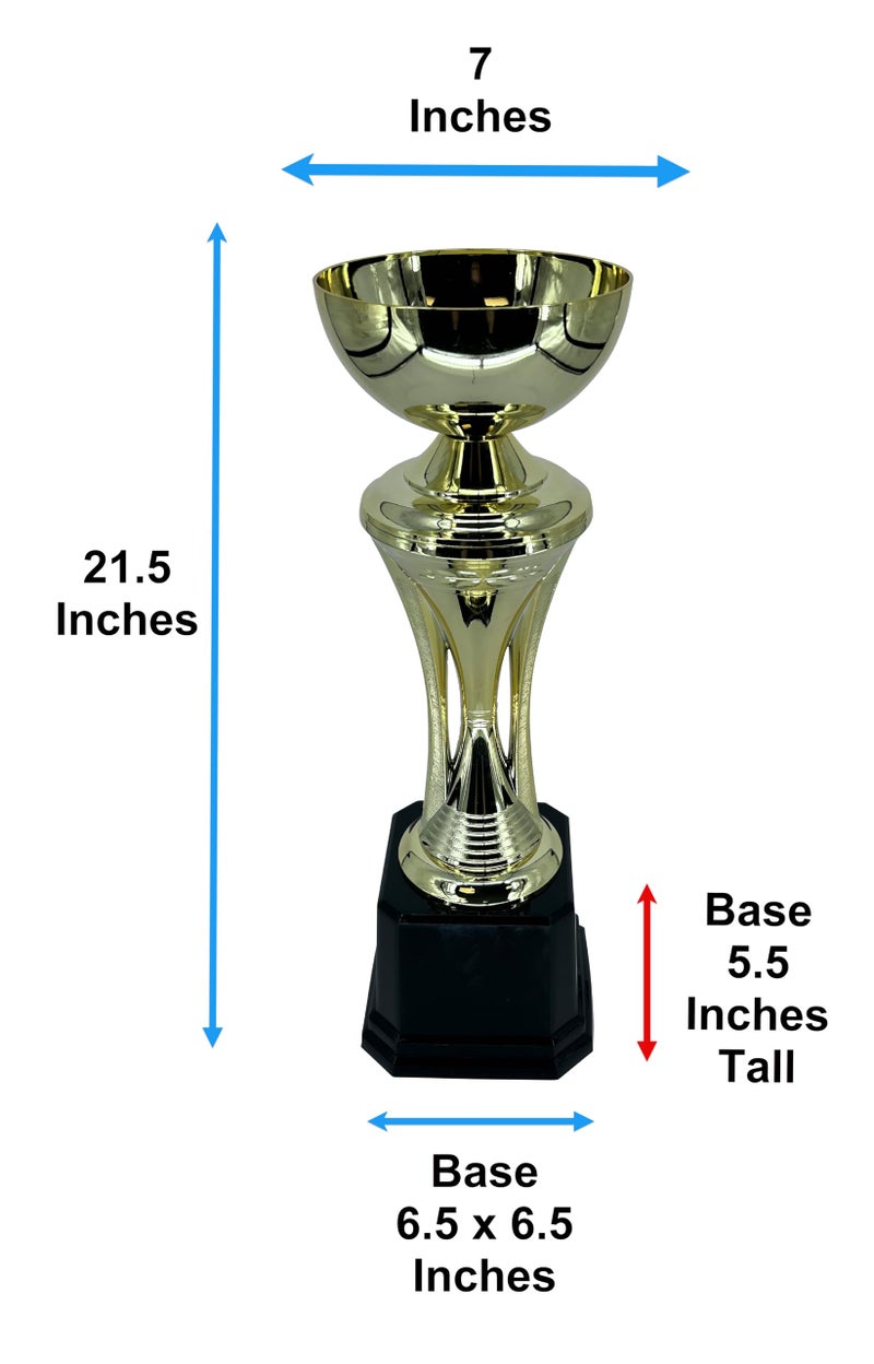 Express Medals XLarge 21.5 Inch Gold Trophy Cup with Black Base, Large Ceremonial Award, Classic Chalice Design, No Handles - Image 3
