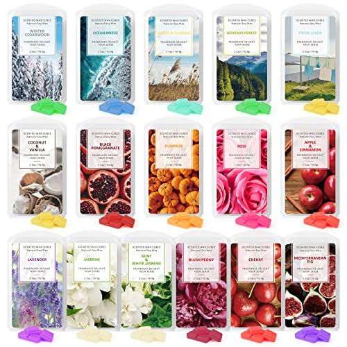 STRN Scented Wax Melts Wax Cubes, Long Lasting Scent Soy Wax Cubes for Warmer Wax Melts Candle Making Gift Set for Fall and Winter 16 Pack (16x2.5oz) - Image 1
