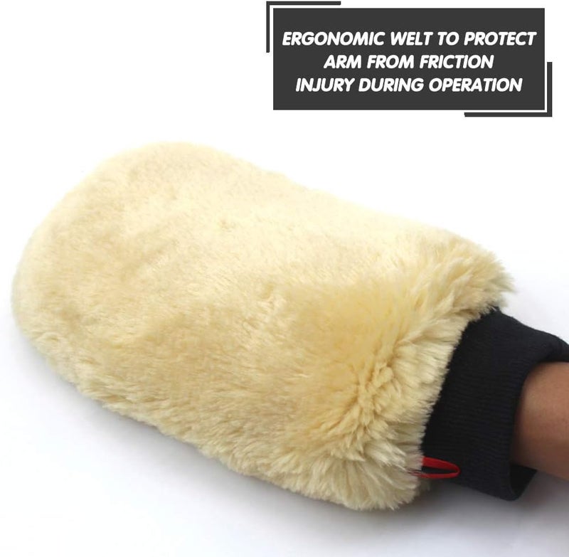 FOCCTS Wet/Dry Car Wash Mitt, Wool Auto Detailing Mitt, Quickly & Gently Cleans Delicate Finishes Without Swirls(23cm x 15cm) - Image 5