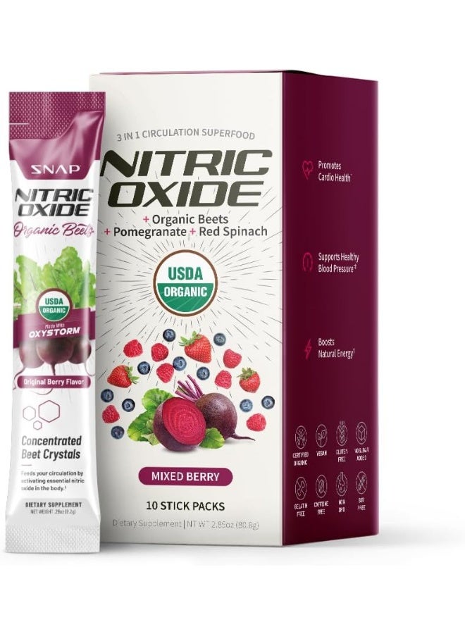 SNAP SUPPLEMENTS - Organic Nitric Oxide Booster Beet Root Powder | Supports Blood Pressure, Heart Health, Natural Energy | Circulation Superfood (Single Serve Packs) - Image 1