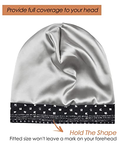 FocusCare Womens Tam Hat Beanie Satin Lined Slouchy Sleep Cap Black Sky - Image 5