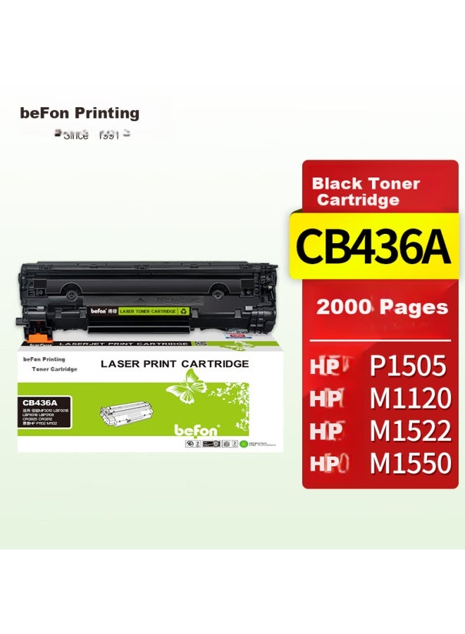 Befon Cb436A 36A Toner Cartridge Black Compatible With Hp P1505 M1120 M1522 M1550 Canon Lbp-3250 Printer Toner Cartridge - Image 1
