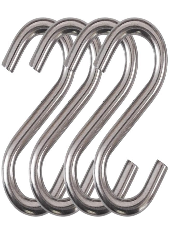 DEEGAA MART Heavy Duty Hanging S Hook Pack of 4 (6 MM) S Shaped Hooks for Hanging Porch,Boxing Bag, Swing Hammock Chair, Porch Silver. - Image 1
