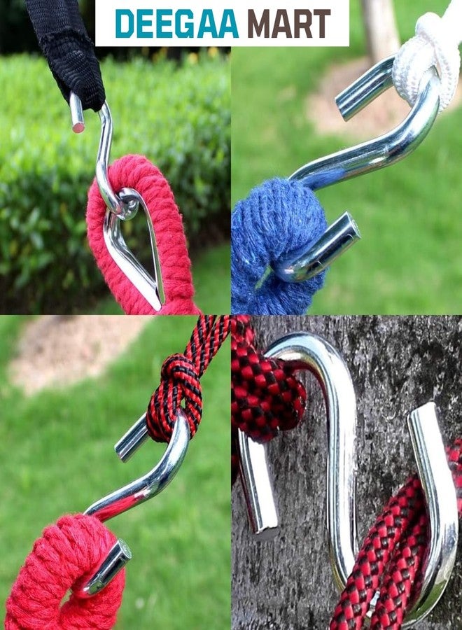 DEEGAA MART Heavy Duty Hanging S Hook Pack of 4 (6 MM) S Shaped Hooks for Hanging Porch,Boxing Bag, Swing Hammock Chair, Porch Silver. - Image 4