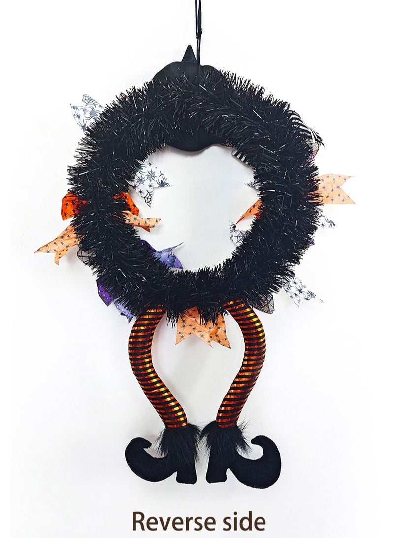 Wreath Front Door Witch Wreath Handmade Spooky Decoration Suitable for Indoor and Outdoor Pumpkin Garland Haunted House Decoration Pendant  - Image 4