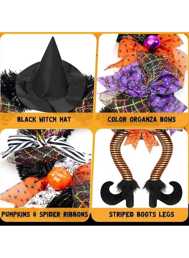 Wreath Front Door Witch Wreath Handmade Spooky Decoration Suitable for Indoor and Outdoor Pumpkin Garland Haunted House Decoration Pendant  - Image 3
