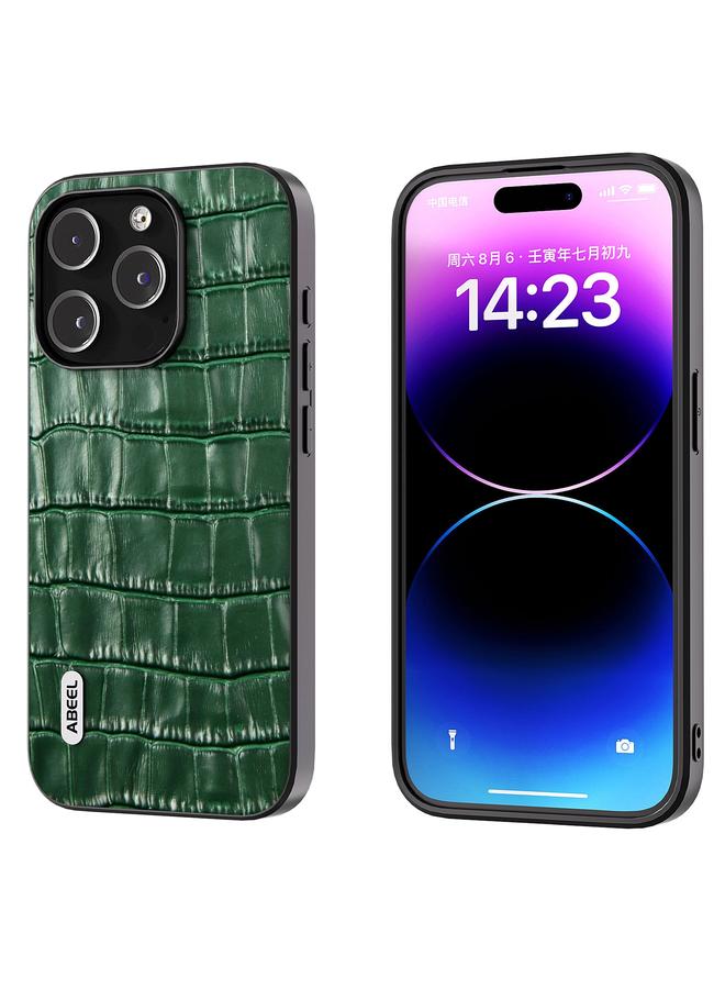 S-TOP Case For iPhone 14 Pro ABEEL Crocodile Texture Genuine Leather Phone Case - Image 1