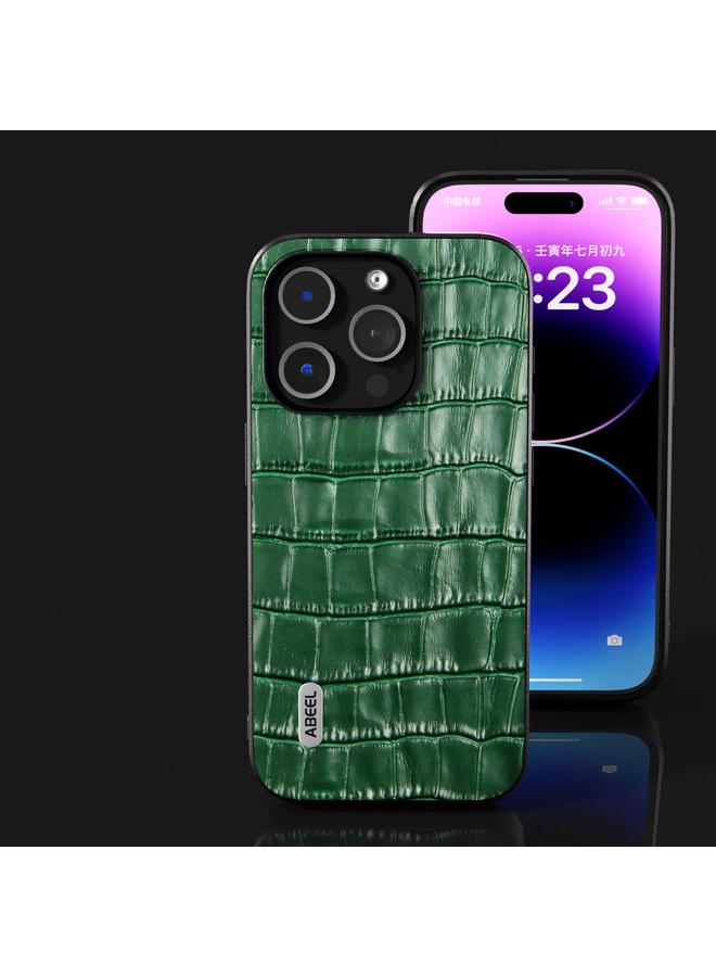 S-TOP Case For iPhone 14 Pro ABEEL Crocodile Texture Genuine Leather Phone Case - Image 4