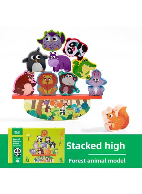 Three-dimensional Animal Dinosaur Stacked High Balance Building Blocks Educational Toys Parent-child Interactive Desktop Games-Color:MZM-stacked Height (forest Animal Model)-Specifications:26*16.5*2.5cm