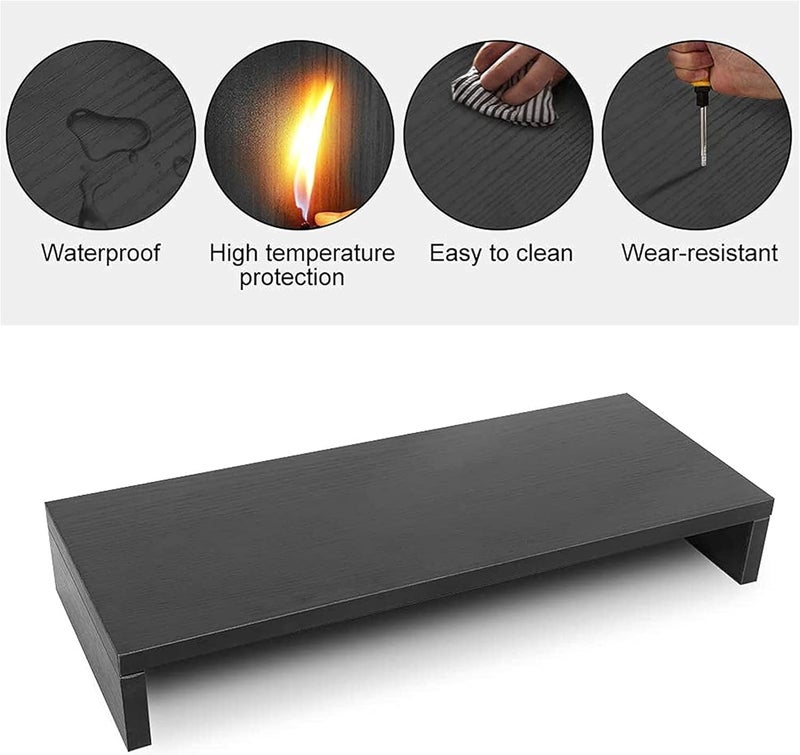 sulfar Monitor Stand Riser, Desk Organizer for Laptop Computer, Wood Monitor Stand for Printer, PC, Save Space Laptop Stand Desk for Home and Office Use, Wood Black - Image 4