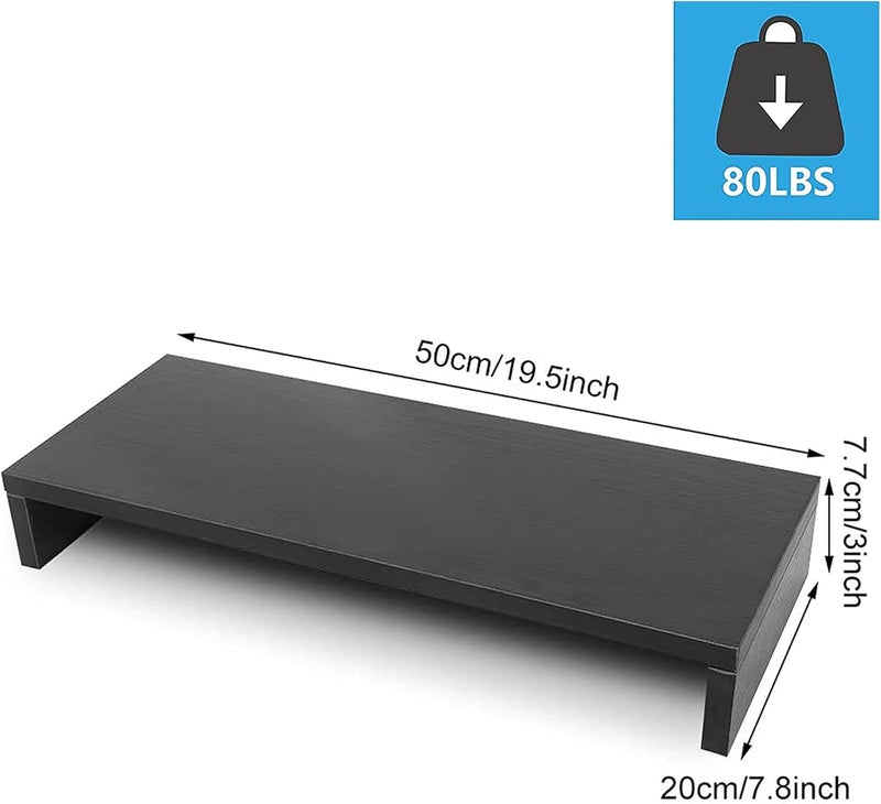 sulfar Monitor Stand Riser, Desk Organizer for Laptop Computer, Wood Monitor Stand for Printer, PC, Save Space Laptop Stand Desk for Home and Office Use, Wood Black - Image 3