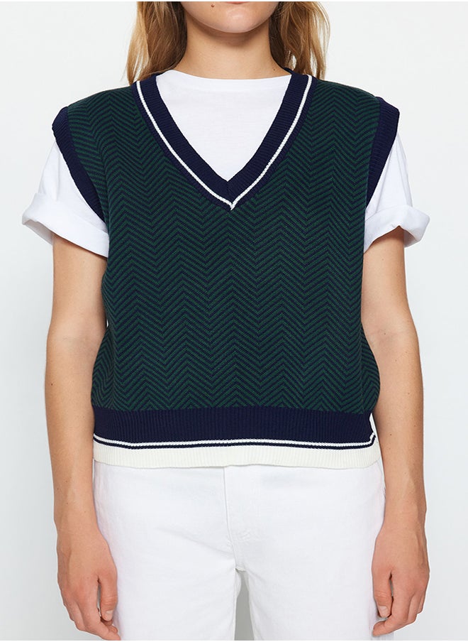 Dark Navy V Neck Geometric Patterned Knitwear Sweater TWOAW22BZ0051 - pzsku/ZB38194D414754A2095A5Z/45/_/1730941058/f10df48c-0d02-446e-a534-3e283e4f076d