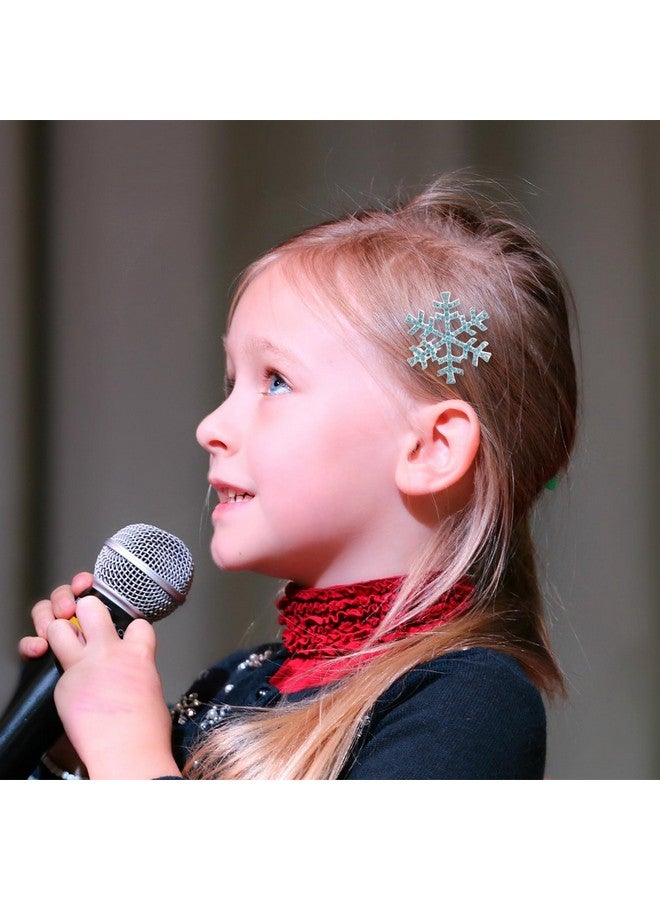 لوروز 6 قطع من مشابك الشعر على شكل ندفة الثلج مع دبابيس شعر معدنية مزخرفة بأحجار الراين الزرقاء - Image 1