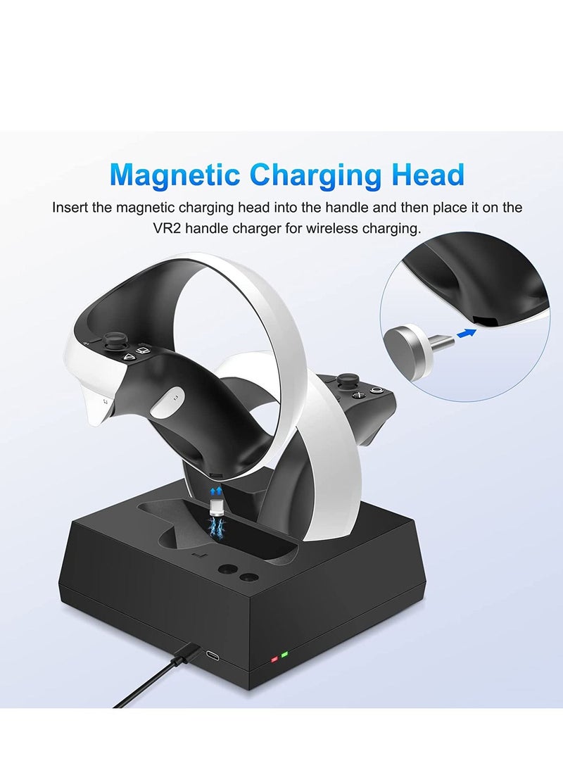SYOSI VR Charging Stand Compatible with PS VR2 Controller Accessories Fast Type-C Magnetic Wireless Charging Station 2 Charge Heads with LED Indicator - Image 3