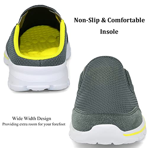 INMINPIN Unisex Slippers Casual Clog House Shoes Comfort Slip-On Walking Mules with Indoor Outdoor Anti-Skid Sole for Men and Women, Grey Yellow, 6.5 Women/5.5 Men - Image 5