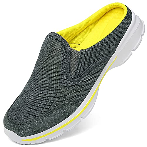 INMINPIN Unisex Slippers Casual Clog House Shoes Comfort Slip-On Walking Mules with Indoor Outdoor Anti-Skid Sole for Men and Women, Grey Yellow, 6.5 Women/5.5 Men - Image 1