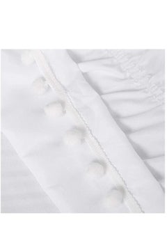 Y&D Queen Bed Skirt, Elegant Comfort Top-Knot Tassle Pompom Fringe Ruffle Skirt Around Style Elastic Wrap- Wrinkle Resistant 16inch Drop, White  - Image 5