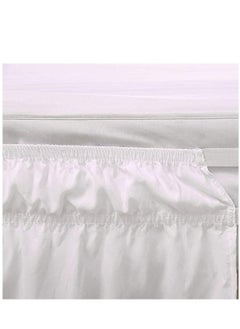 Y&D Queen Bed Skirt, Elegant Comfort Top-Knot Tassle Pompom Fringe Ruffle Skirt Around Style Elastic Wrap- Wrinkle Resistant 16inch Drop, White  - Image 4