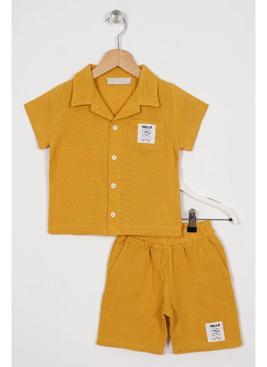 Zepkids Emblem Detailed Mustard Color Boy Shorts Set