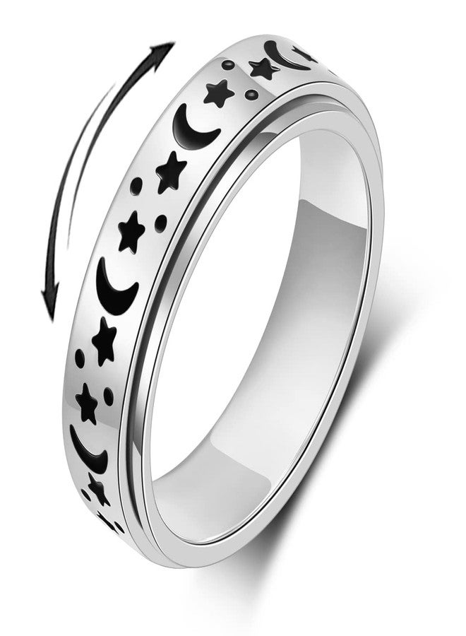 OreilleStar Anxiety Ring for Women Fidget Ring: Anxiety Relief Items Spinner Rings for Anxiety Silver Moon Star Fidget Rings for Anxiety for Women Anti Anxiety Relief Toys - Image 1