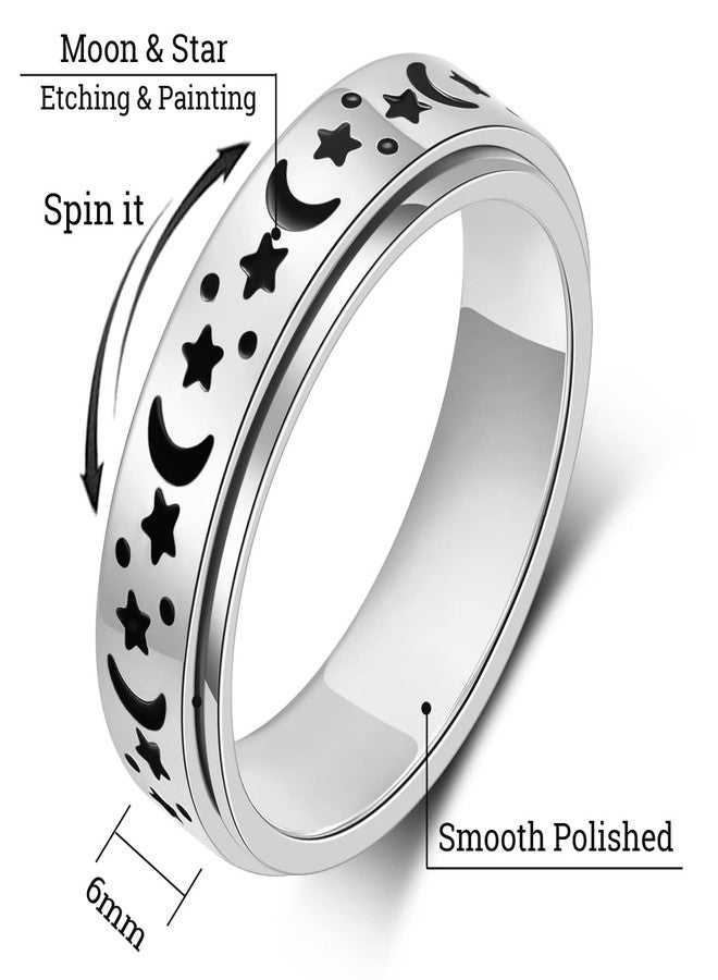 OreilleStar Anxiety Ring for Women Fidget Ring: Anxiety Relief Items Spinner Rings for Anxiety Silver Moon Star Fidget Rings for Anxiety for Women Anti Anxiety Relief Toys - Image 2