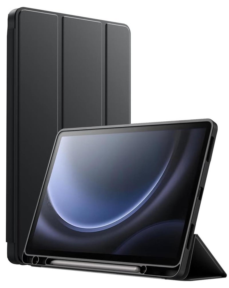 جراب ذكي لجهاز Honor Pad X9a/X9 Pro اللوحي مقاس 11.5 بوصة مع حامل قلم، غطاء خلفي ذكي ناعم من مادة TPU مع خاصية الإيقاظ/السكون التلقائي (أسود)