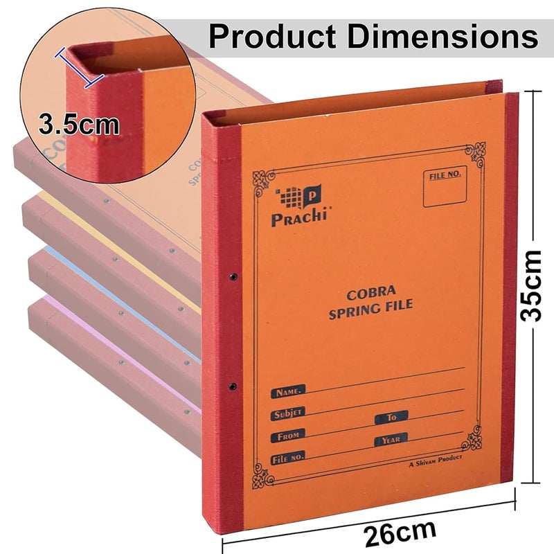 DAHSHA 4 Pack Spring Files A4 Size Paper Folder Cobra File Document Organizer Certificates Holder- Color May Vary (35 x 26 x 3.5 cm) - Image 2