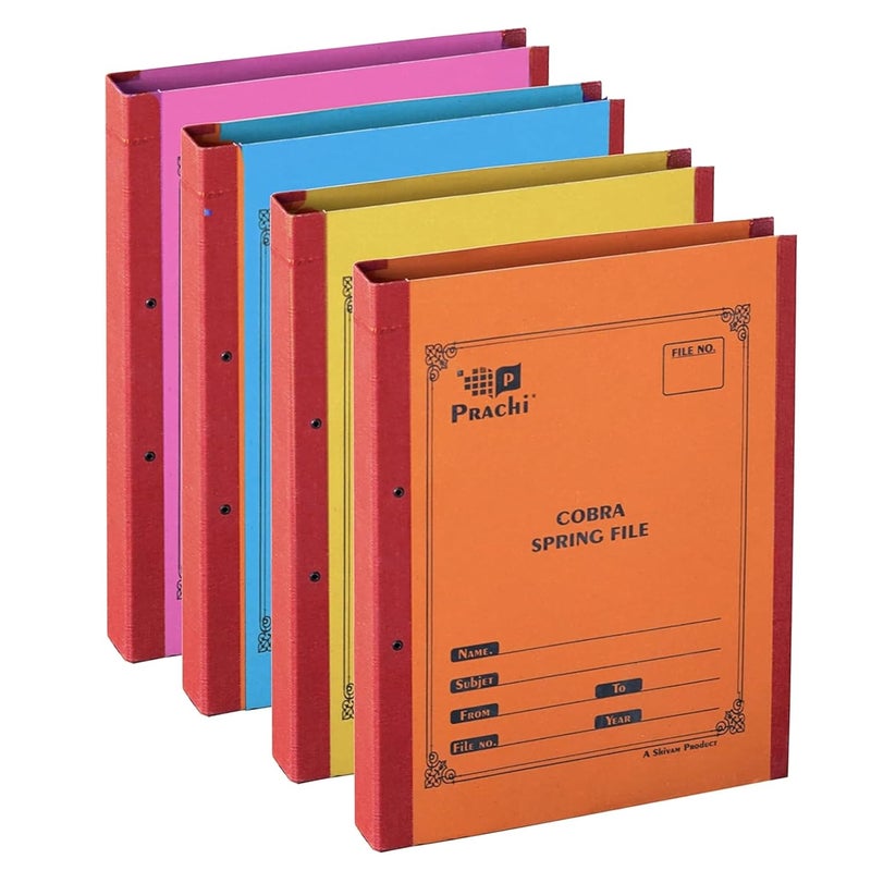 DAHSHA 4 Pack Spring Files A4 Size Paper Folder Cobra File Document Organizer Certificates Holder- Color May Vary (35 x 26 x 3.5 cm) - Image 1