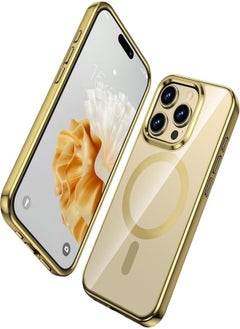 MagSafe Case Magnetic Clear Soft TPU Plating Case Wireless Charging Compatible Shockproof Protection For Apple iPhone 15 Pro Gold