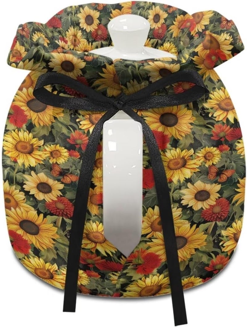 Tea Pots Cozy with Fall Sunflower Butterfly Pattern Reusable Tea Kettle Quilt Keep Tea Warm Soft Lightweight Fabric Easy Install Clean - Image 3