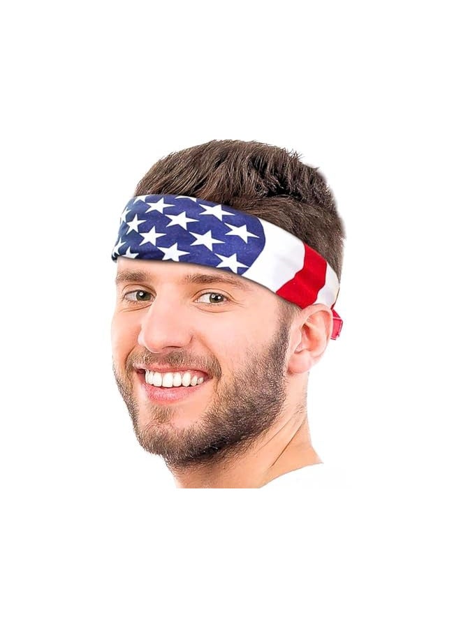 Amscan Bold & Stunning American Flag Polyester Bandana (20"x20") - 1 Pc - Perfect for Outdoor, Fashion & Patriotic Events - Image 1