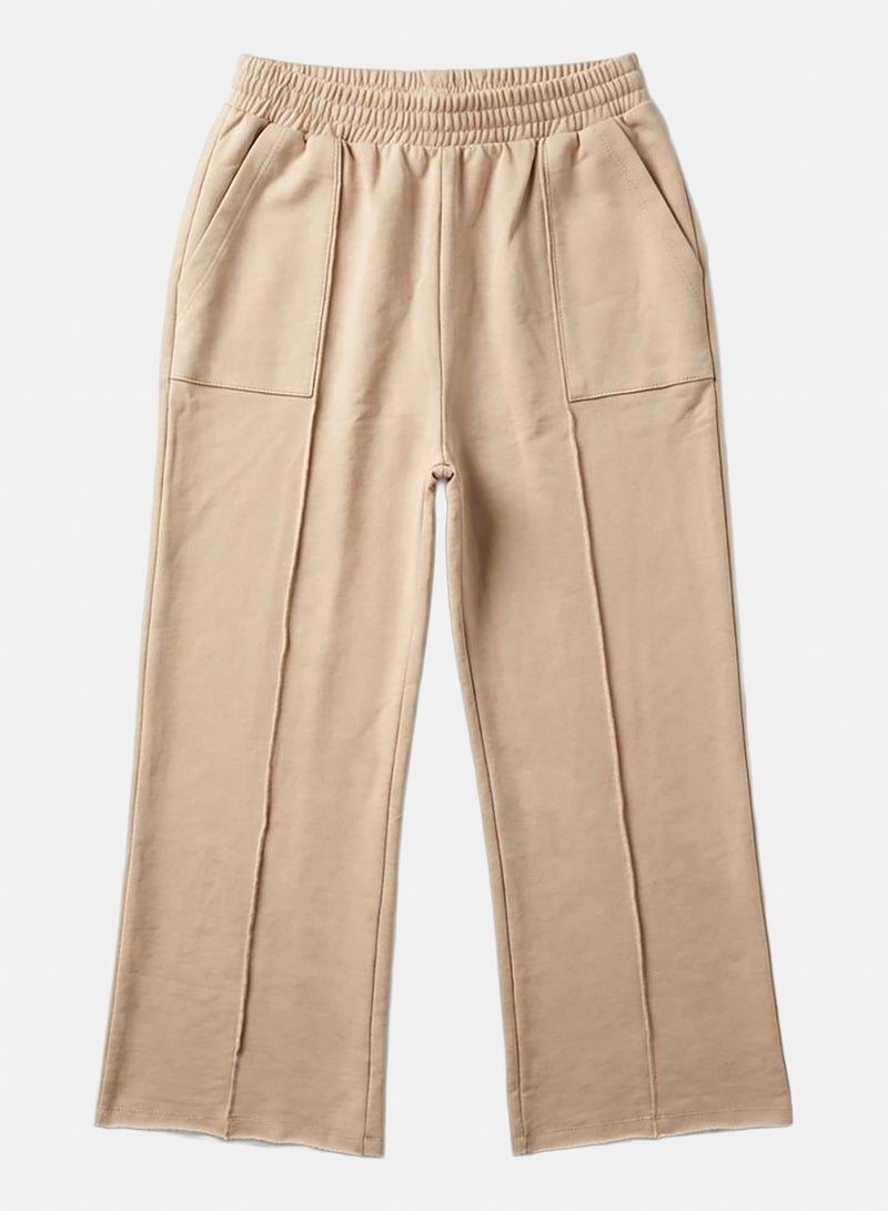 Girl`S Sweatpants Wide Beige