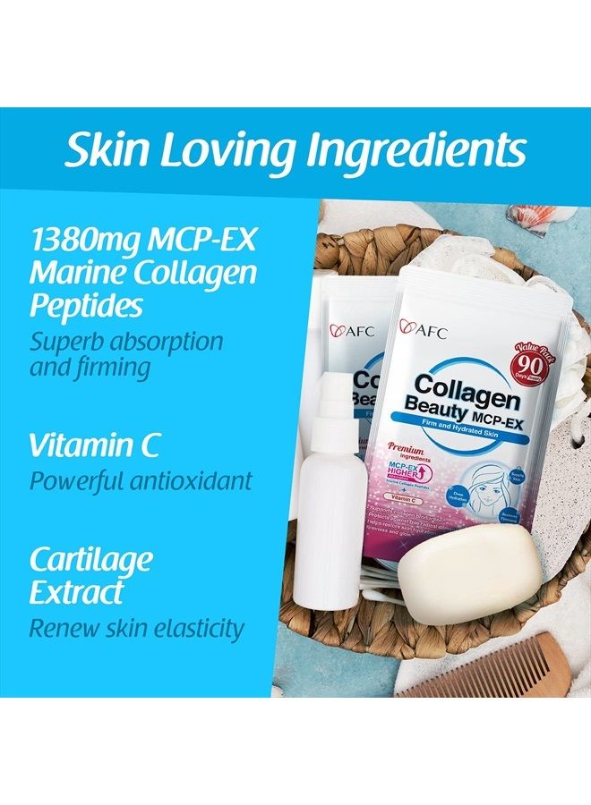 Afc Japan Collagen Beauty MCP-EX with Marine Collagen Peptide, 1.5X Better Absorption Than Other Collagen, for Anti-Aging, Skin, Hair, Nails, Bone and Joints, for Women & Men, 90 Days Supply - Image 3