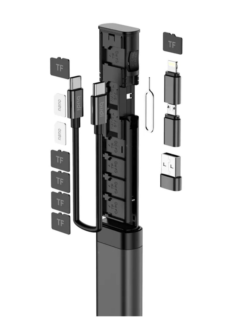 budi - Multifunctional 9 in 1 Data Cable with USB Type-C Card Reader Micro SD Memory Card high-Speed Card Reader Adapter Suitable for Mobile Phone Cameras and Computers - Image 1