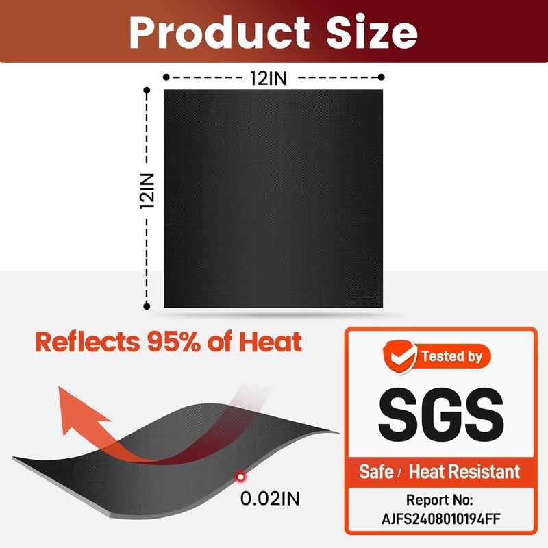 Amerbro Heat Shield Automotive Aluminum Reflects 95% of Radiant Heat, 12" x 12" Stove Heat Shield to Protect Refrigerator, Heat Shield Wrap for Exhaust, Motorcycle, Wood Stove, Cabinet, Fireplace (Black) - Image 2